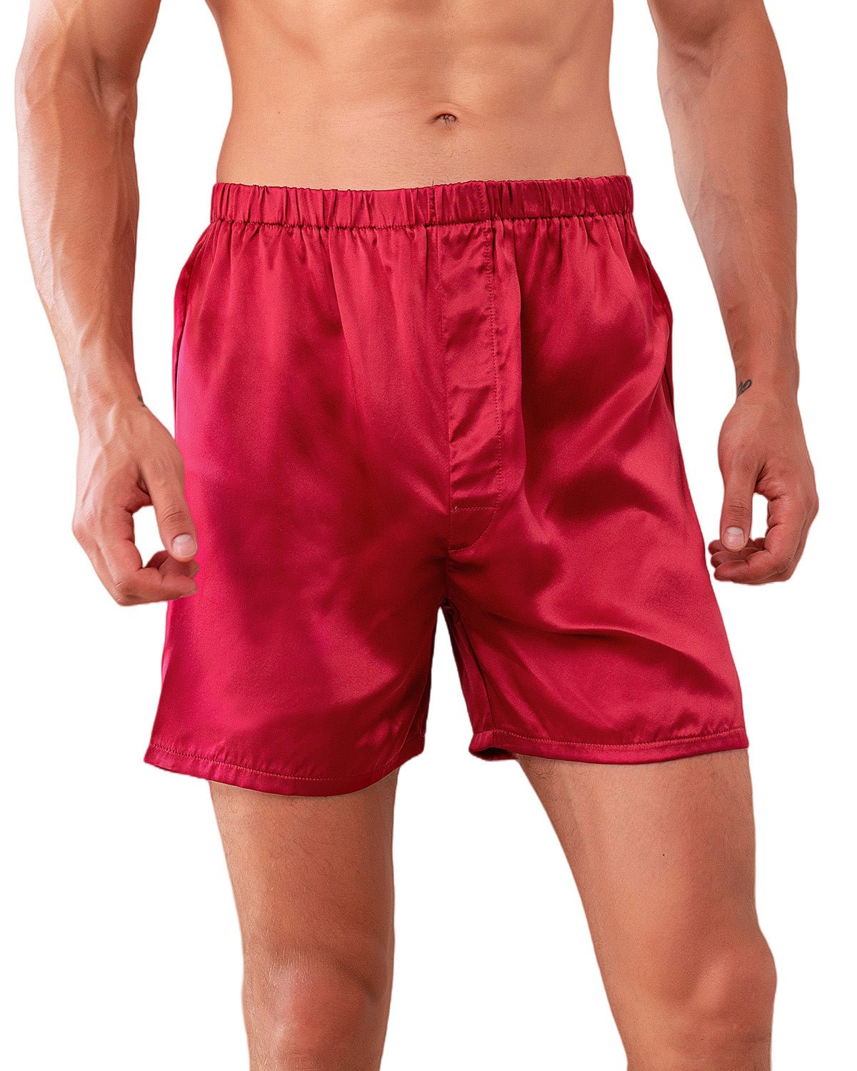 FEELITS Men's 100% Mulberry Silk Boxer Shorts - 22 Momme Silk Luxury Breathable Sleep Shorts for Nightwear, Beach, Travel - FEELITS