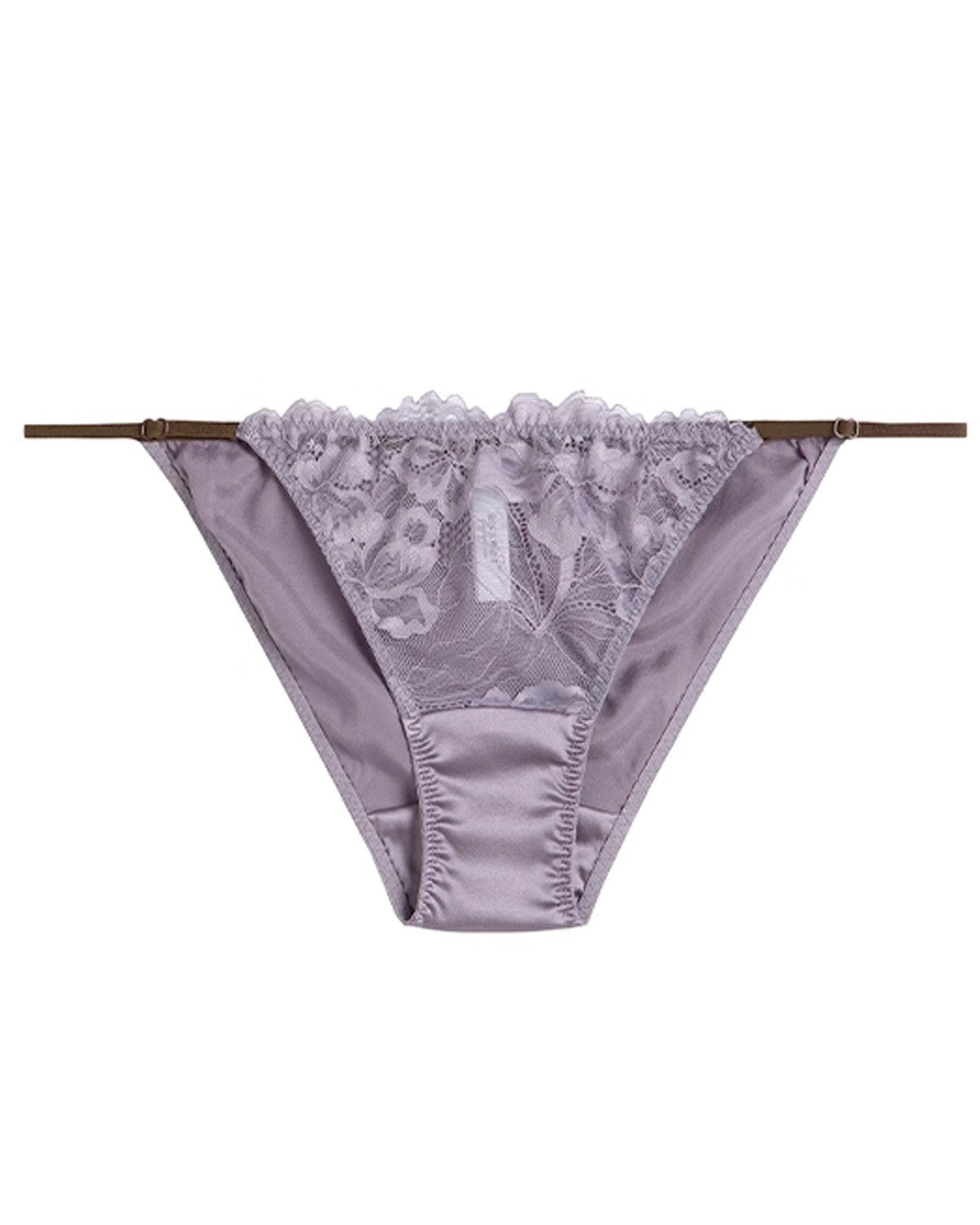 FEELITS Mulberry Silk & Lace Low - Rise Bikini Panties – Mulberry Silk, Sheer Strap Design with Adjustable Waist - FEELITS