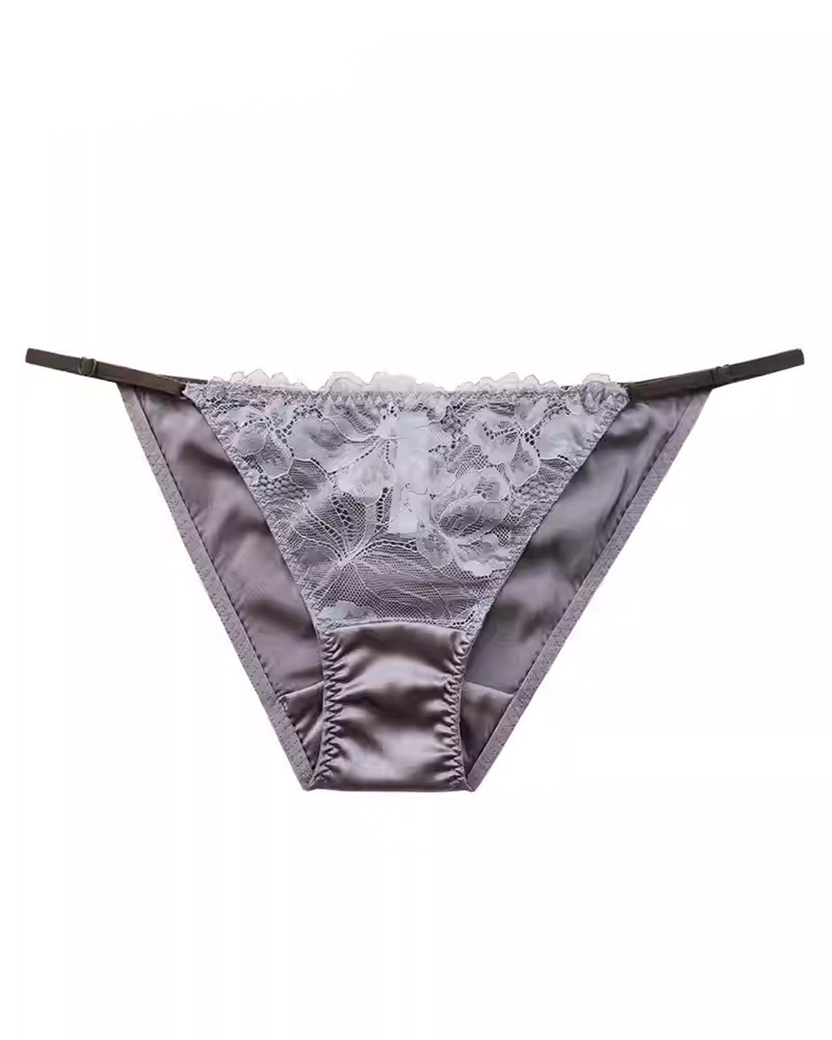 FEELITS Mulberry Silk & Lace Low - Rise Bikini Panties – Mulberry Silk, Sheer Strap Design with Adjustable Waist - FEELITS