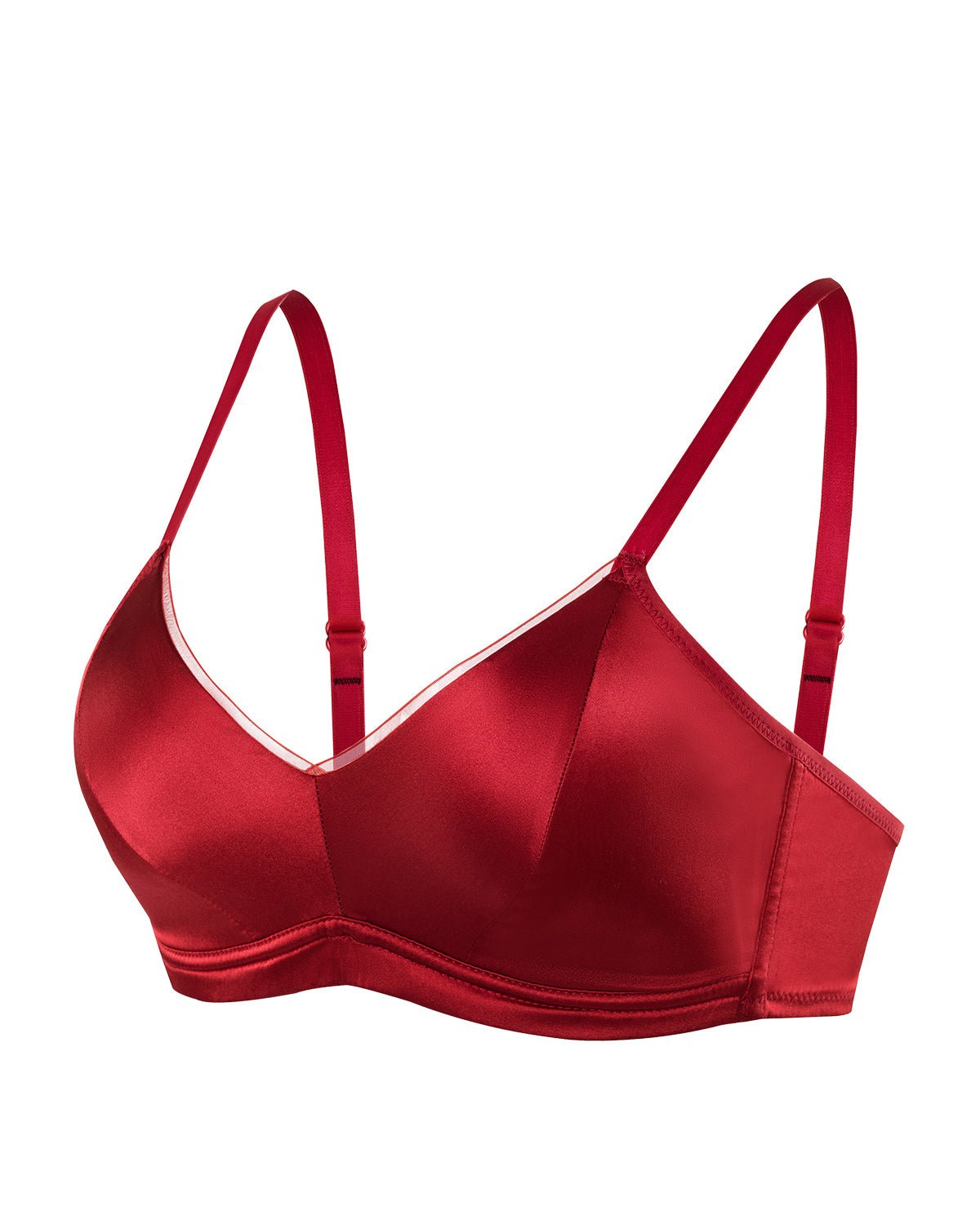 FEELITS Real Mulberry Silk Bra, Full Coverage Silk Satin Bralette, Wireless with Adjustable Straps, Breathable Soft Cup - FEELITS