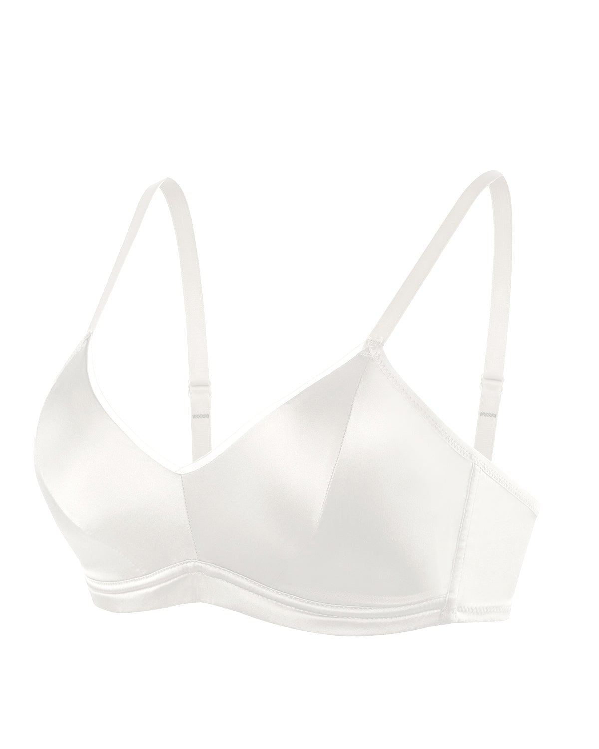 FEELITS Real Mulberry Silk Bra, Full Coverage Silk Satin Bralette, Wireless with Adjustable Straps, Breathable Soft Cup - FEELITS