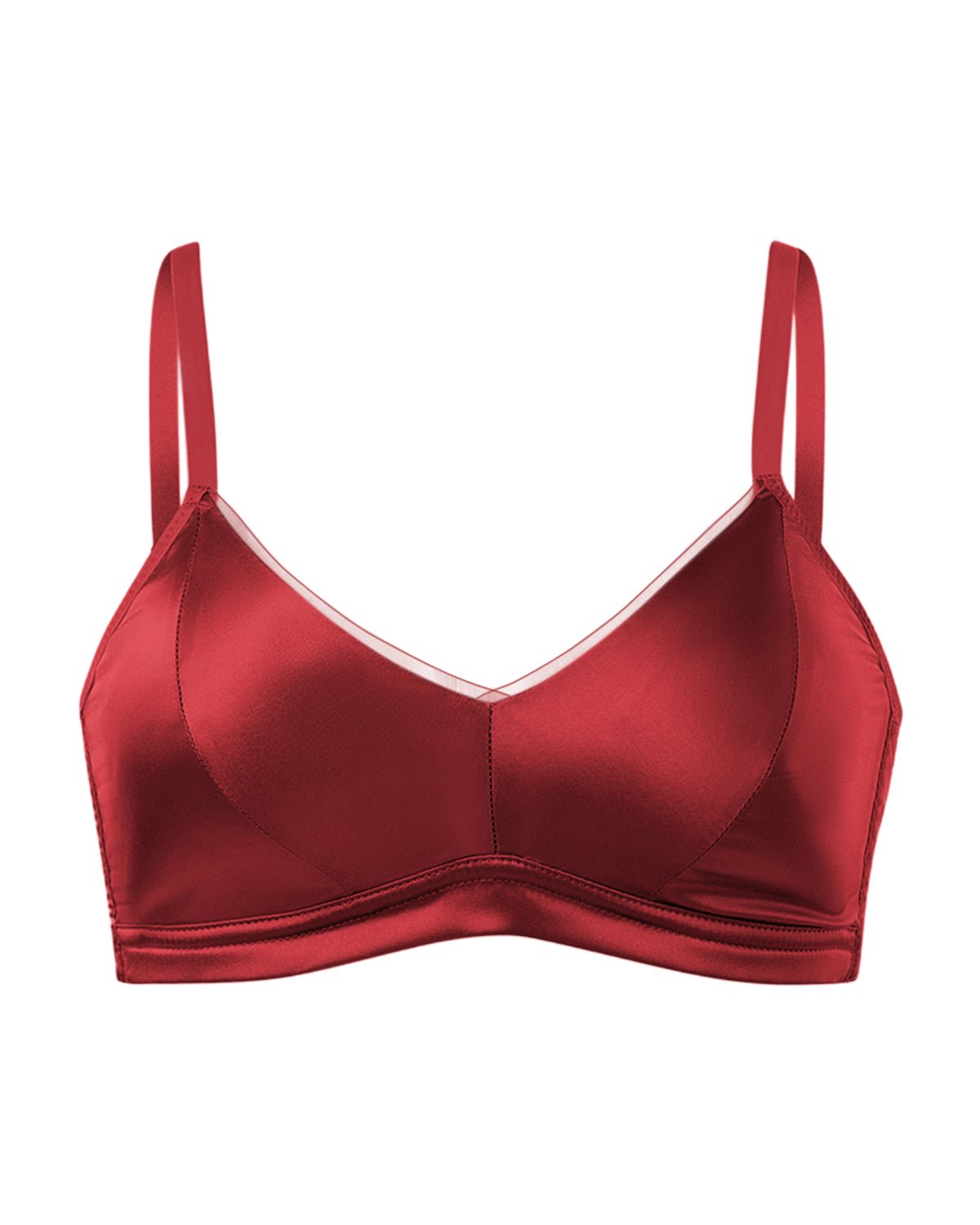 FEELITS Real Mulberry Silk Bra, Full Coverage Silk Satin Bralette, Wireless with Adjustable Straps, Breathable Soft Cup - FEELITS