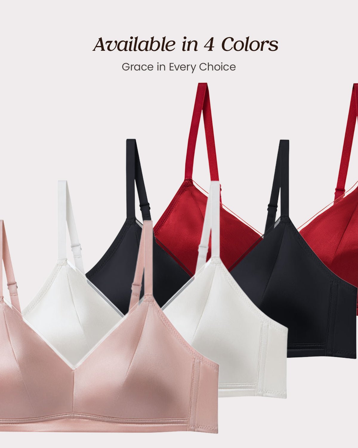 FEELITS Real Mulberry Silk Bra, Full Coverage Silk Satin Bralette, Wireless with Adjustable Straps, Breathable Soft Cup - FEELITS