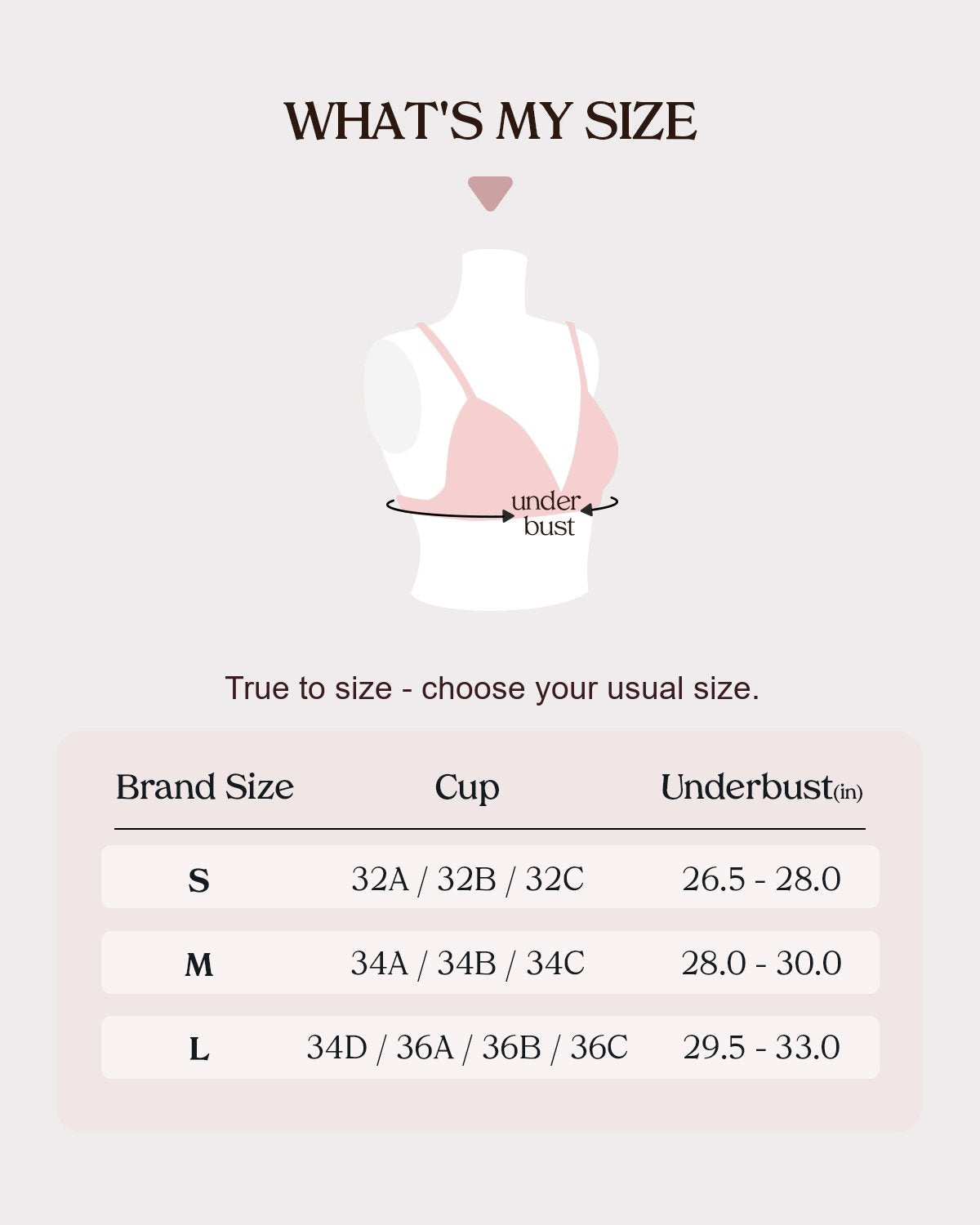 FEELITS BRA09 updated size guide