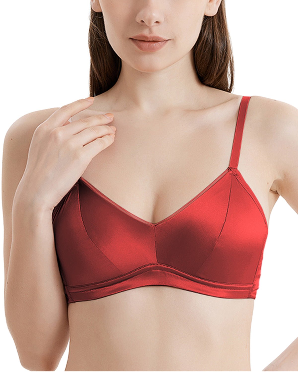 FEELITS Real Mulberry Silk Bra, Full Coverage Silk Satin Bralette, Wireless with Adjustable Straps, Breathable Soft Cup - FEELITS