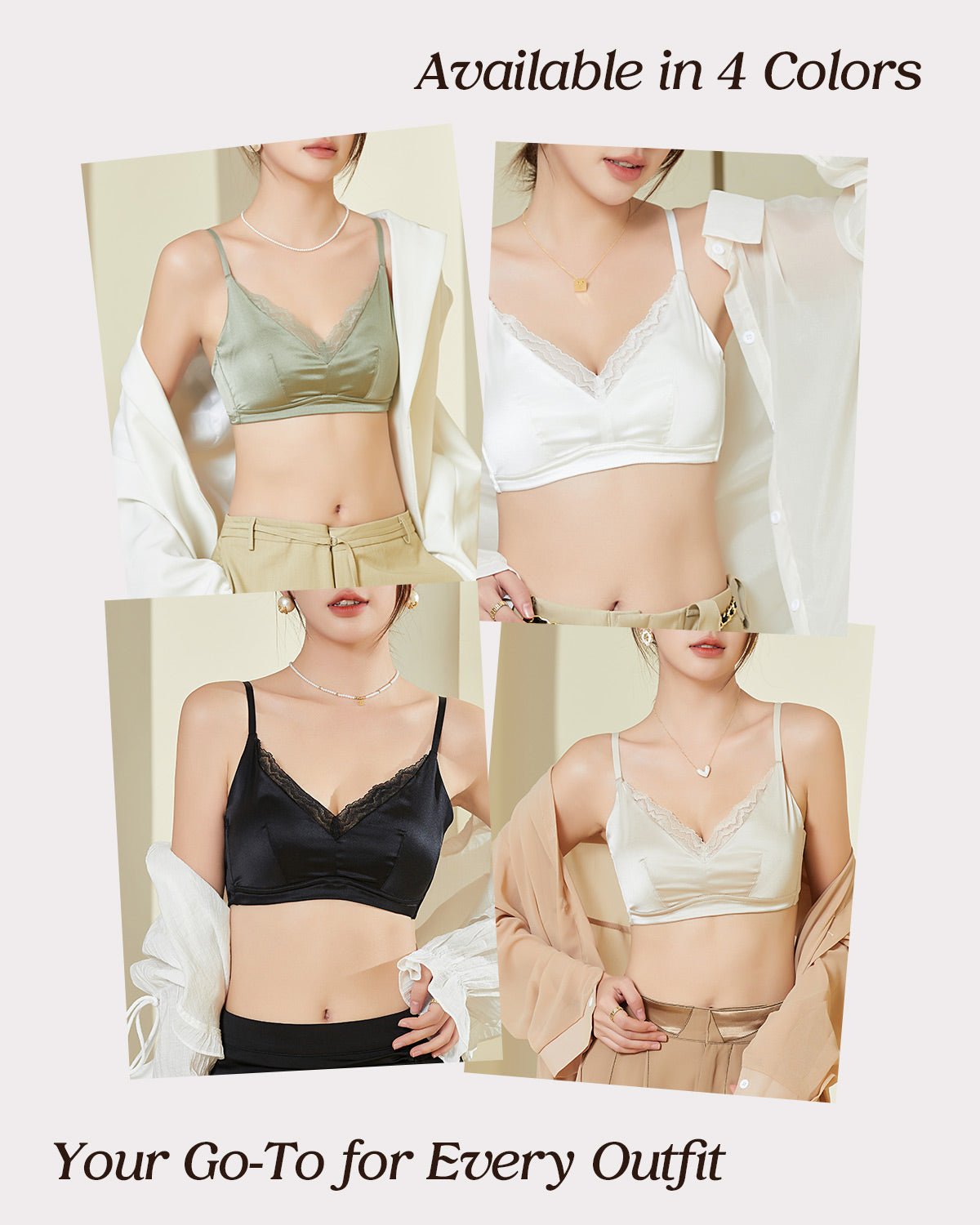 FEELITS Real Mulberry Silk Bralette, Luxury 22 Momme Silk Full - Coverage Wire - Free Bra for Women, Sexy & Ultra Comfortable - FEELITS