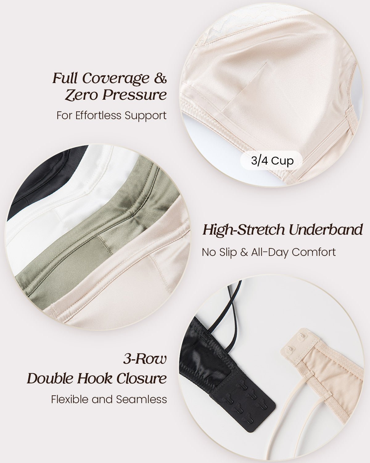 FEELITS Real Mulberry Silk Bralette, Luxury 22 Momme Silk Full - Coverage Wire - Free Bra for Women, Sexy & Ultra Comfortable - FEELITS