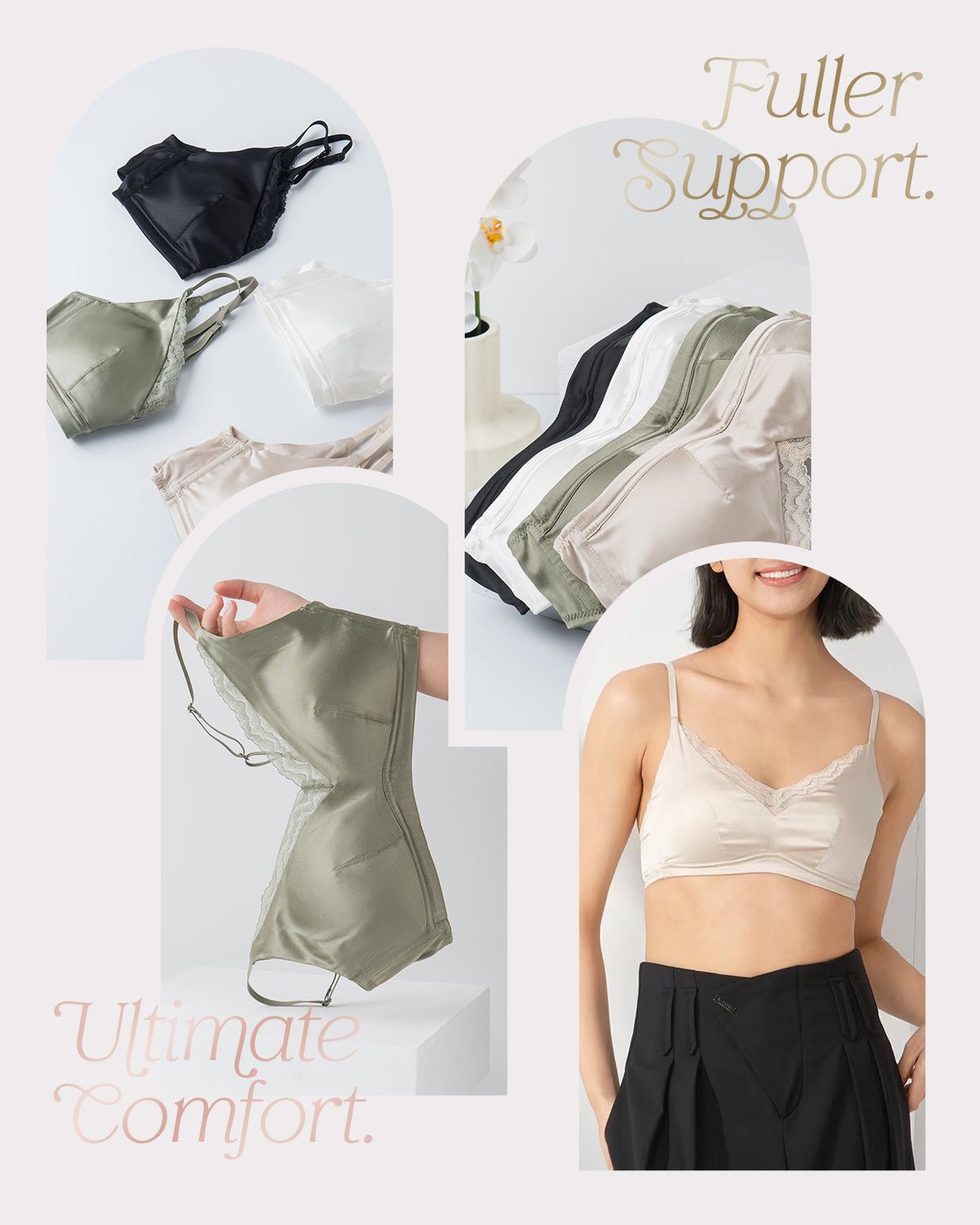 FEELITS Real Mulberry Silk Bralette, Luxury 22 Momme Silk Full - Coverage Wire - Free Bra for Women, Sexy & Ultra Comfortable - FEELITS