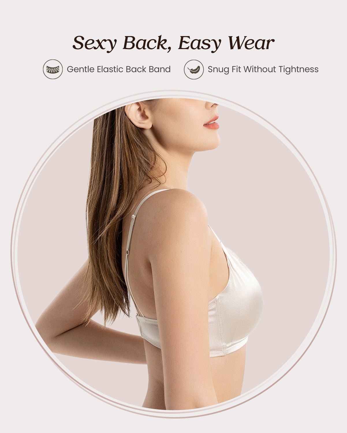 FEELITS BRA07 22 Momme Mulberry Silk Wire-Free Bralette – Full-Coverage Comfort & Adjustable Straps - FEELITS