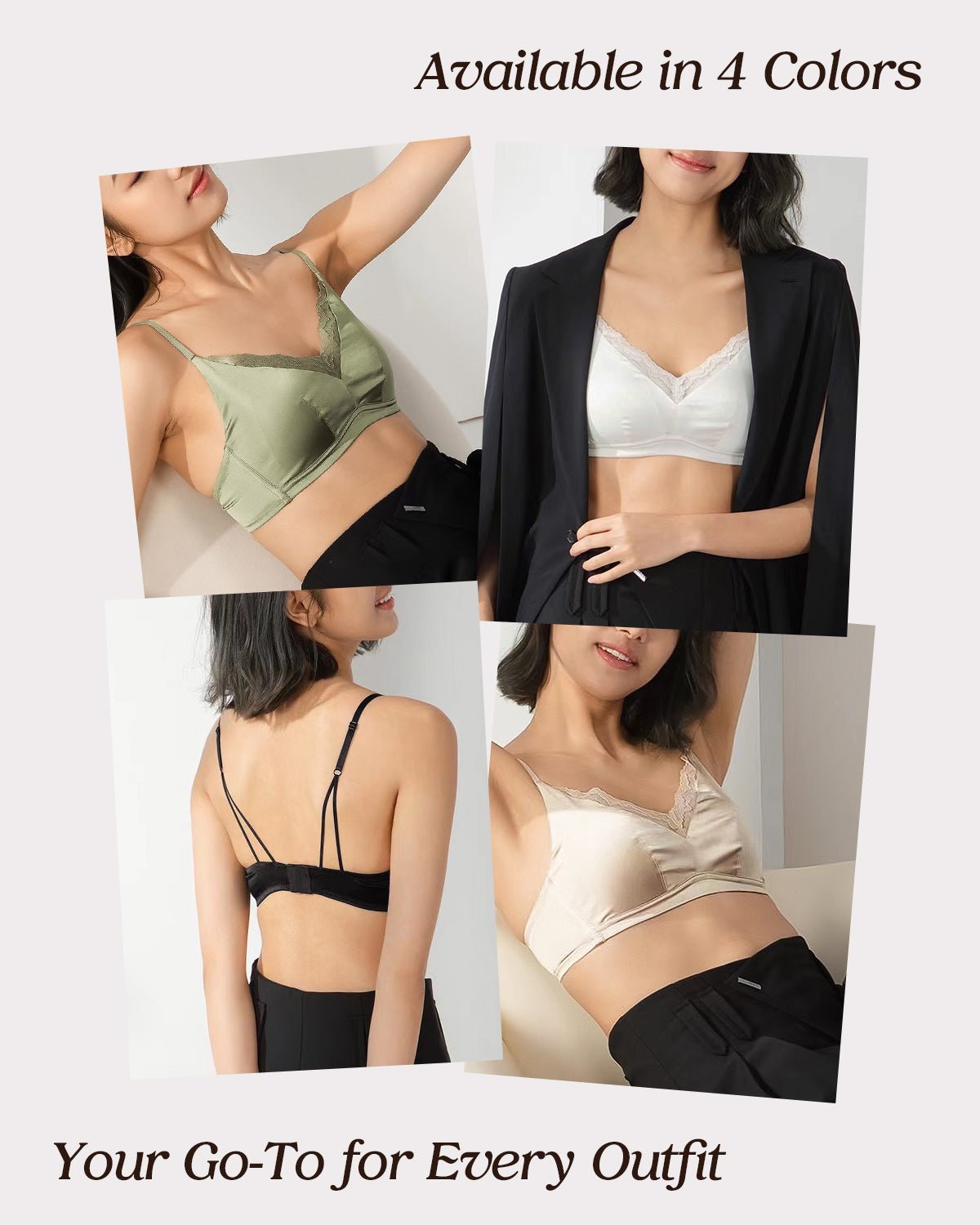 FEELITS Real Mulberry Silk Bralette, Luxury 22 Momme Silk Full - Coverage Wire - Free Bra for Women, Sexy & Ultra Comfortable - FEELITS