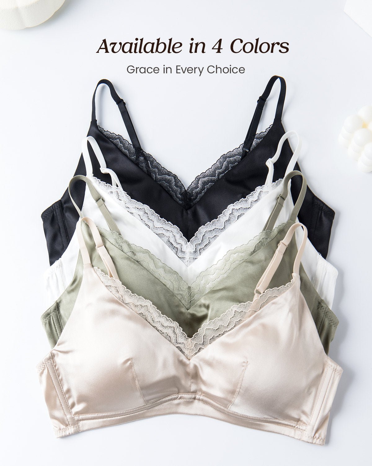 FEELITS Real Mulberry Silk Bralette, Luxury 22 Momme Silk Full - Coverage Wire - Free Bra for Women, Sexy & Ultra Comfortable - FEELITS