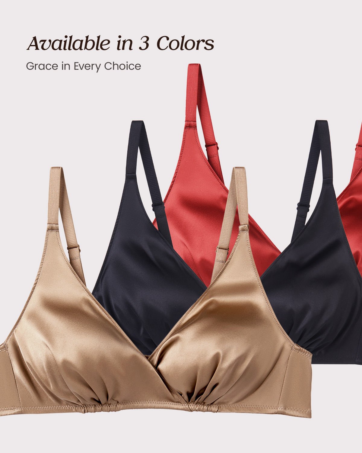 FEELITS Real Mulberry Silk Bralette, Wireless Push - Up 19 Momme Silk Satin Bra with Adjustable Straps - FEELITS