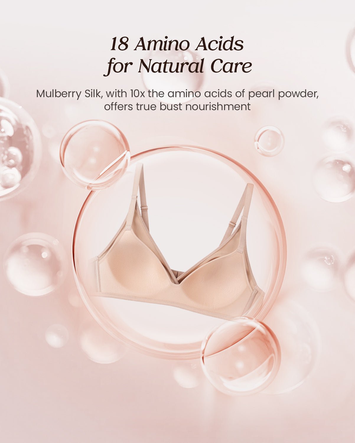 FEELITS Real Mulberry Silk Bralette, Wireless Push - Up 19 Momme Silk Satin Bra with Adjustable Straps - FEELITS