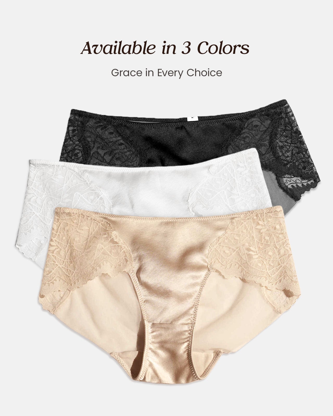 FEELITS Real Mulberry Silk Satin Underwear, Sexy Breathable Bikini Lace Silk Panties for Women - FEELITS