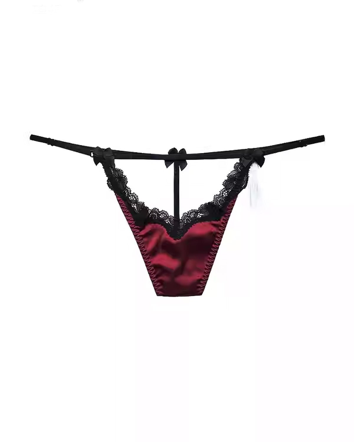 FEELITS Seduction Silk Embroidered Lace Low - Rise T - Back Thong with Bow – Luxury 93% Mulberry Silk Lingerie for Women, Sensual, Honeymoon & Wedding Ready - FEELITS