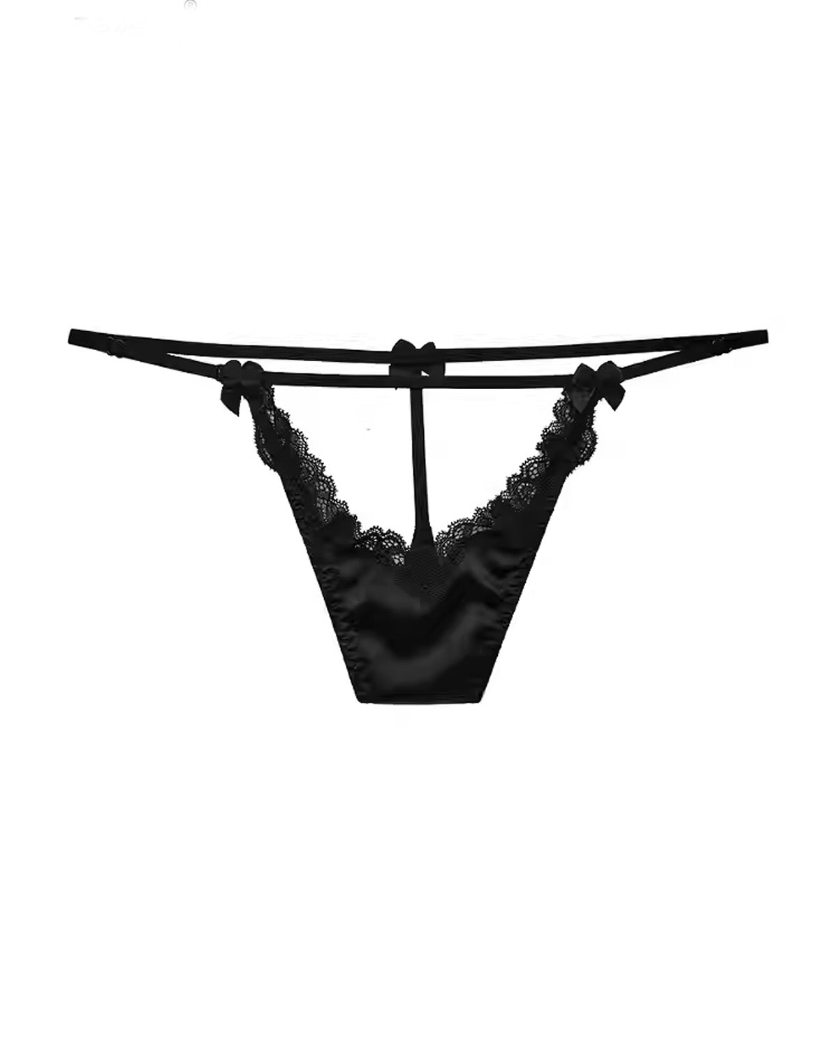 FEELITS Seduction Silk Embroidered Lace Low - Rise T - Back Thong with Bow – Luxury 93% Mulberry Silk Lingerie for Women, Sensual, Honeymoon & Wedding Ready - FEELITS