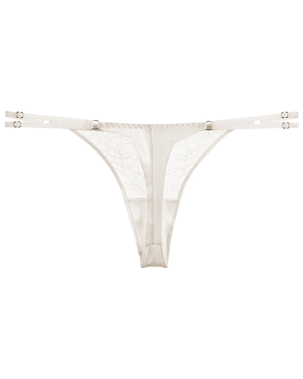 FEELITS Seduction Silk Lace Low - Rise T - Back Thong Panties – Luxury 100% Mulberry Silk Lingerie for Women, Sheer, Sensual & Elegant - FEELITS