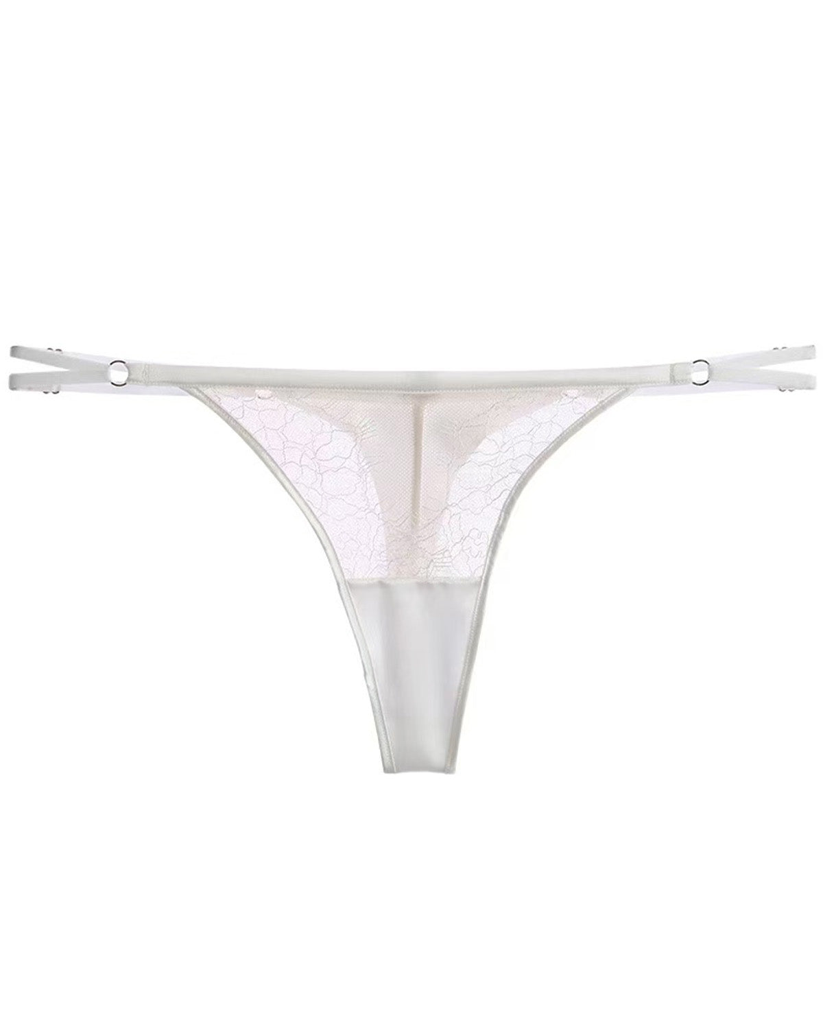 FEELITS Seduction Silk Lace Low - Rise T - Back Thong Panties – Luxury 100% Mulberry Silk Lingerie for Women, Sheer, Sensual & Elegant - FEELITS