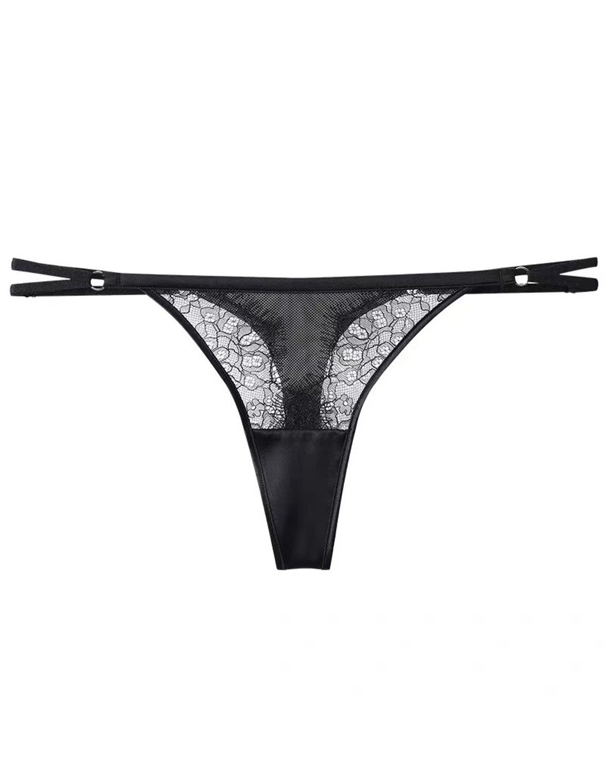 FEELITS Seduction Silk Lace Low - Rise T - Back Thong Panties – Luxury 100% Mulberry Silk Lingerie for Women, Sheer, Sensual & Elegant - FEELITS