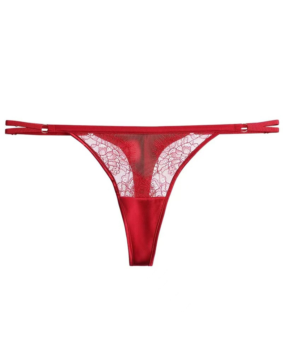 FEELITS Seduction Silk Lace Low - Rise T - Back Thong Panties – Luxury 100% Mulberry Silk Lingerie for Women, Sheer, Sensual & Elegant - FEELITS