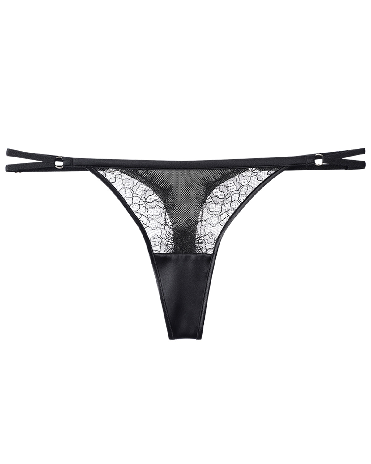 FEELITS Seduction Silk Lace Low - Rise T - Back Thong Panties – Luxury 100% Mulberry Silk Lingerie for Women, Sheer, Sensual & Elegant - FEELITS