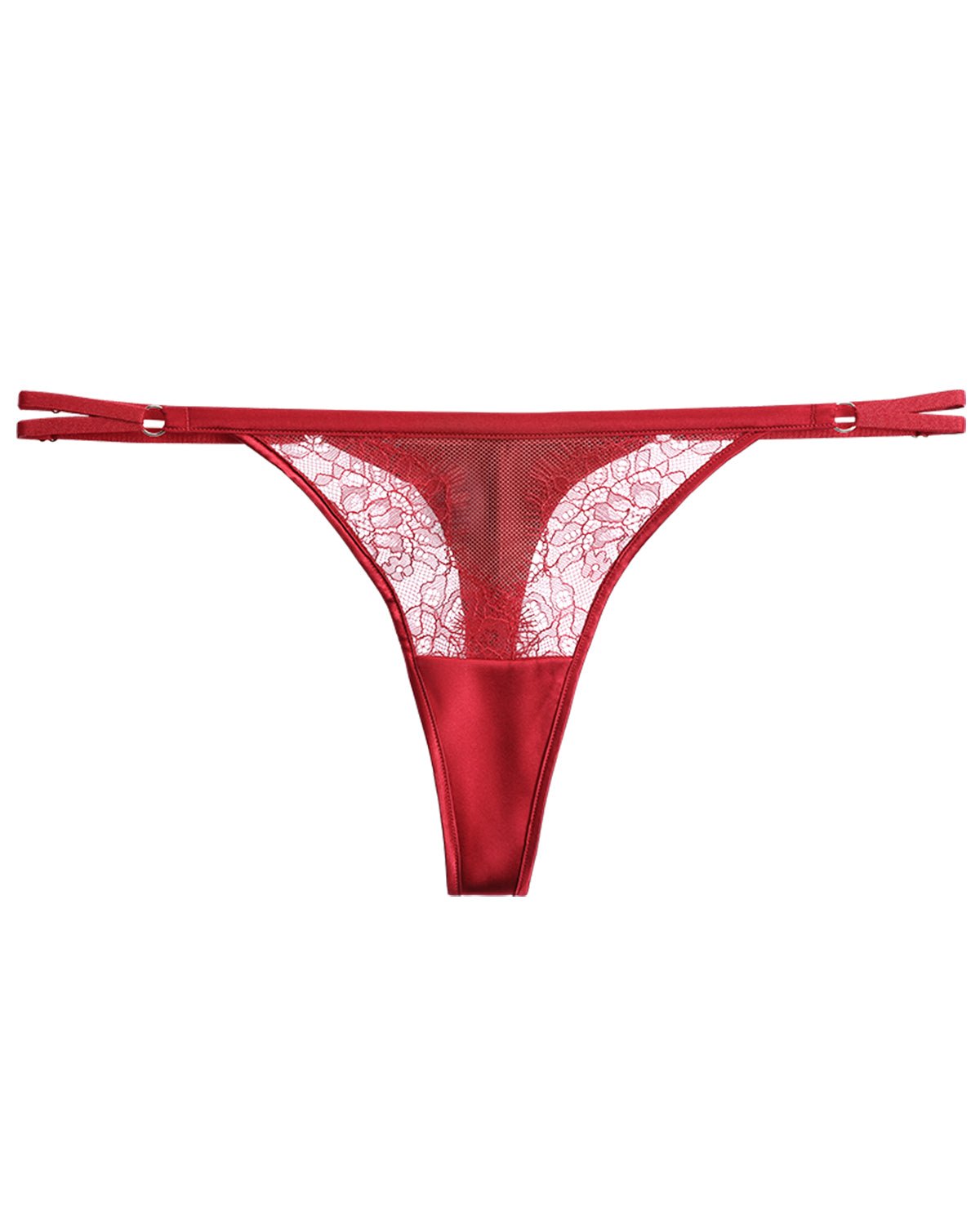 FEELITS Seduction Silk Lace Low - Rise T - Back Thong Panties – Luxury 100% Mulberry Silk Lingerie for Women, Sheer, Sensual & Elegant - FEELITS