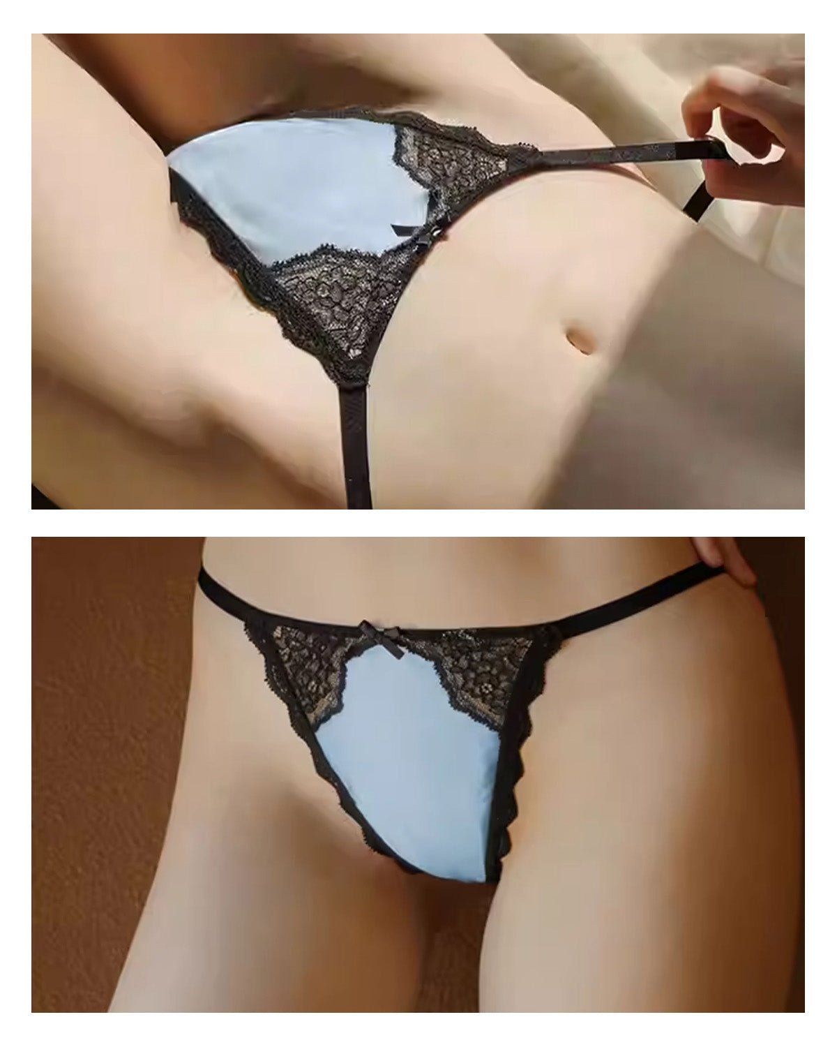 FEELITS Seduction Silk Lace Thong – 100% 6A Mulberry Silk G - String Panties for Women - FEELITS