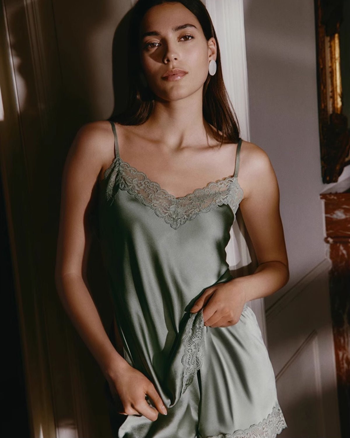 FEELITS Silk & Lace Cami Top and Shorts Set – 100% Mulberry Silk, Adjustable Straps, Chic Loungewear & Sleepwear - FEELITS