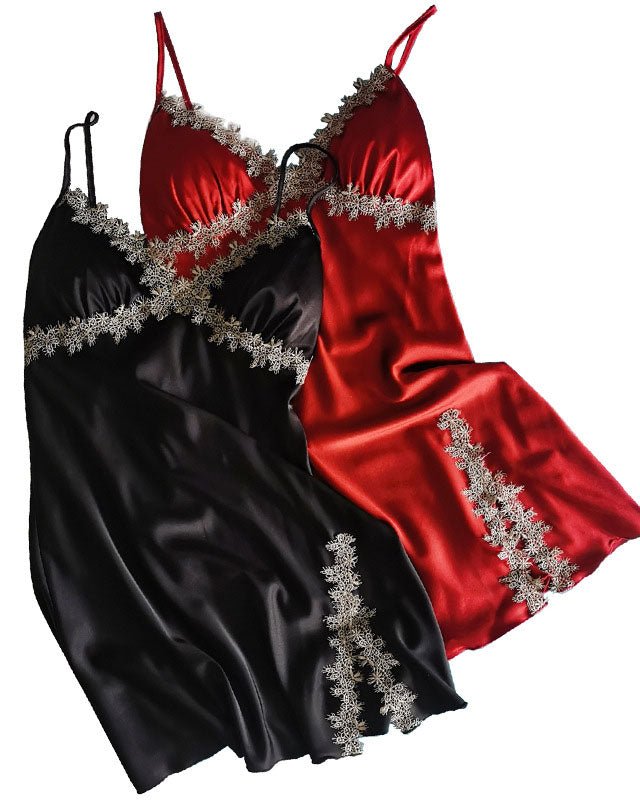 Feelits Silk & Lace Slip Dress with Removable Padding | Bridal, Honeymoon & Party Wear - FEELITS