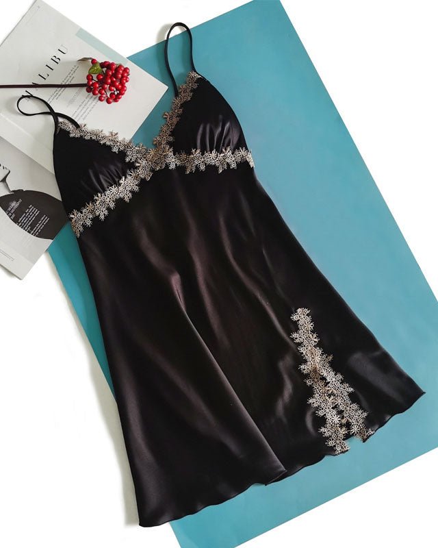 Feelits Silk & Lace Slip Dress with Removable Padding | Bridal, Honeymoon & Party Wear - FEELITS
