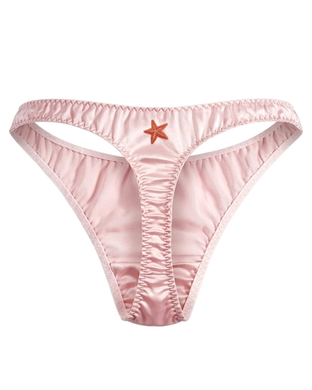 FEELITS SPA34 Embroidered Silk Low - Rise T - Back Thong Panties – 100% Mulberry Silk, Ocean - Inspired Motifs - FEELITS