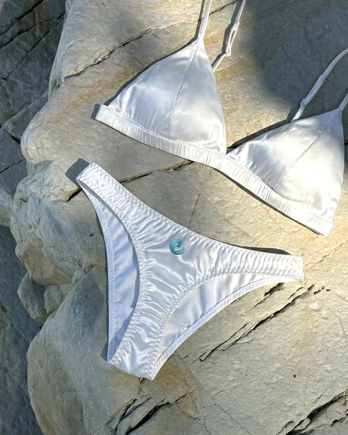 FEELITS SPA34 Embroidered Silk Low - Rise T - Back Thong Panties – 100% Mulberry Silk, Ocean - Inspired Motifs - FEELITS