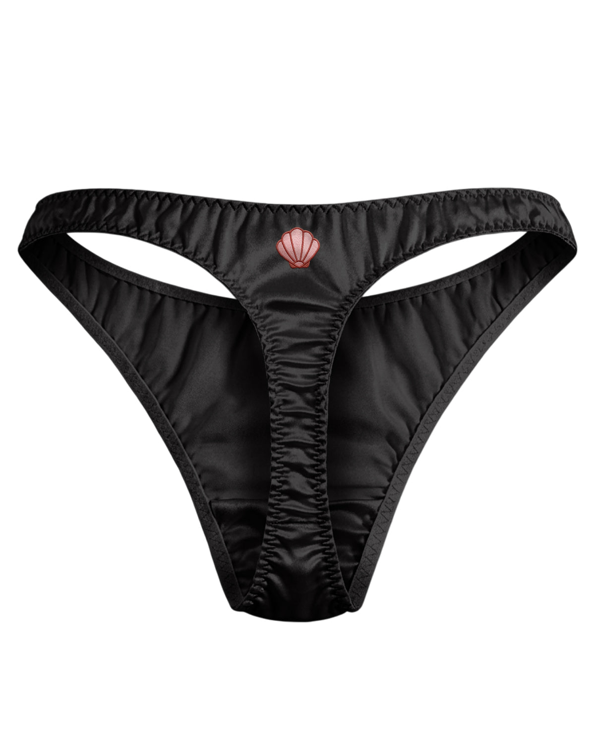 FEELITS SPA34 Embroidered Silk Low - Rise T - Back Thong Panties – 100% Mulberry Silk, Ocean - Inspired Motifs - FEELITS