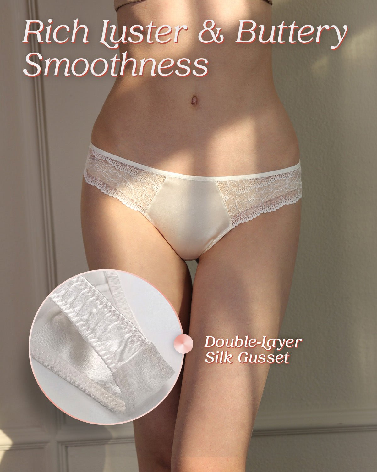 FEELITS TH08 Low-Rise Silk Lace T-Back Thong Panties – 100% 6A Mulberry Silk, Seamless & No-Show - FEELITS