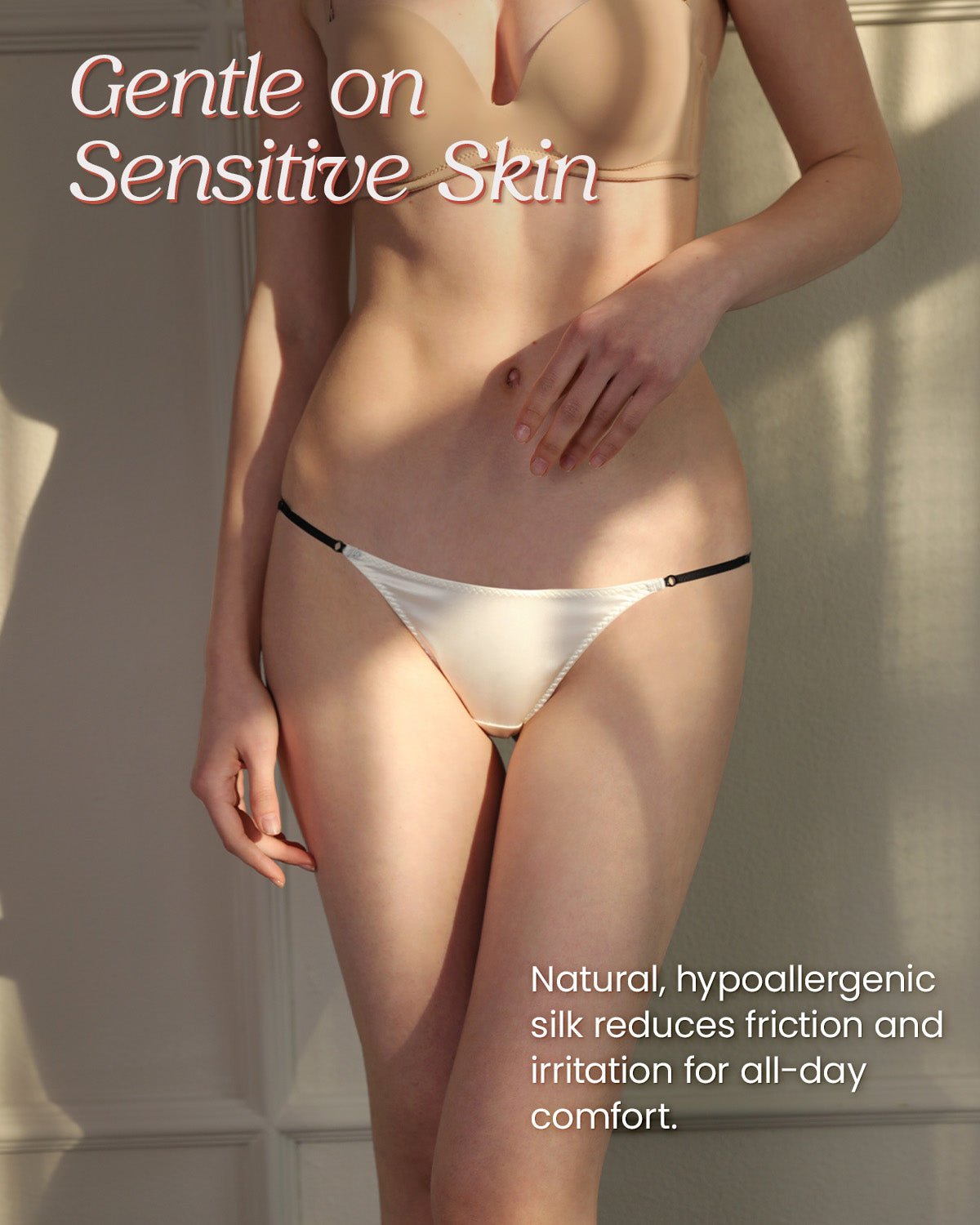 FEELITS TH11 Silk Mid-Rise T-Back Thong Panties – 100% Mulberry Silk, Smooth & Adjustable - FEELITS