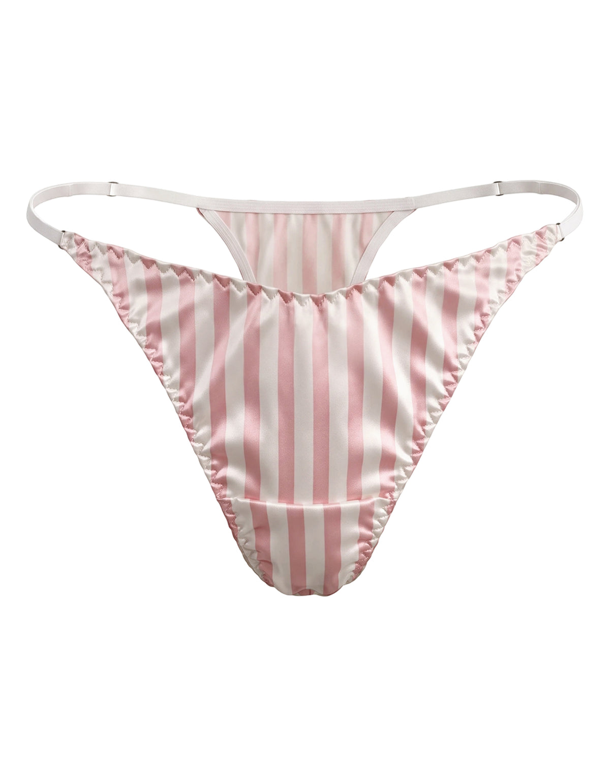 FEELITS THP01 blush stripe V-front silk thong — hero