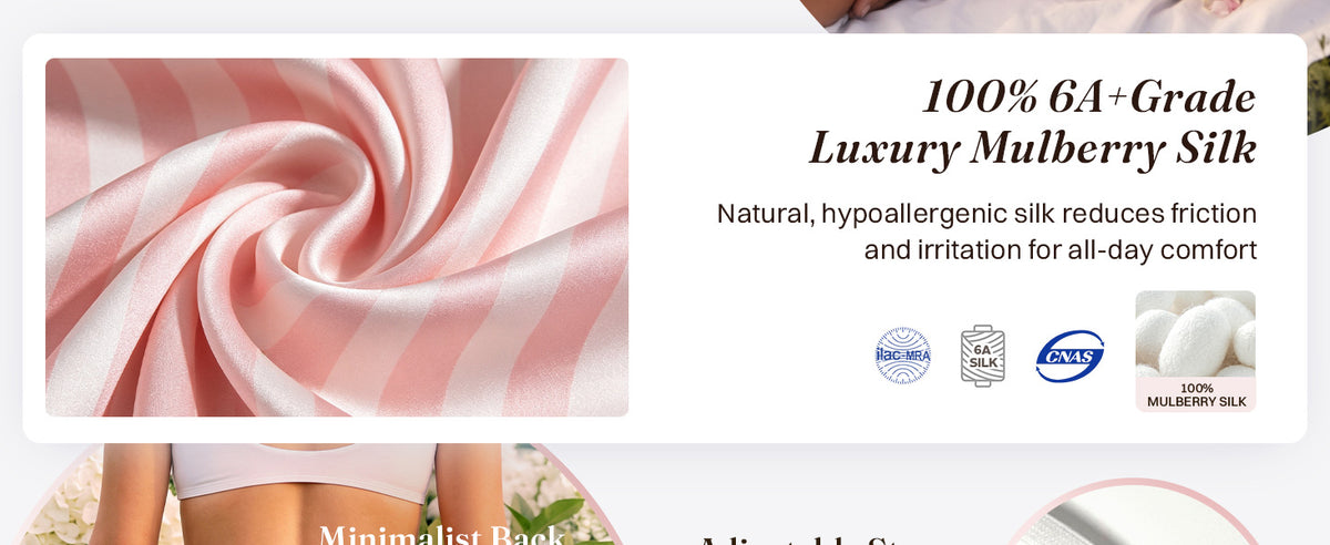 100% 6A mulberry silk with a luminous finish