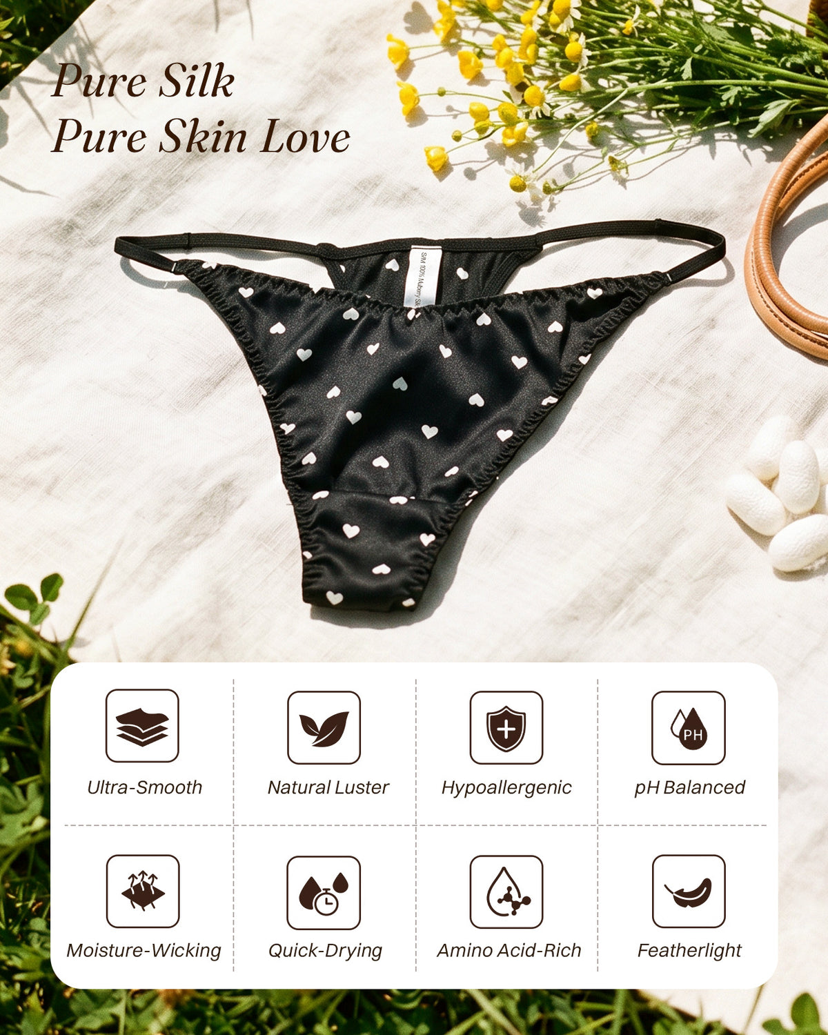 FEELITS THP01 midnight hearts V-front silk thong — benefits