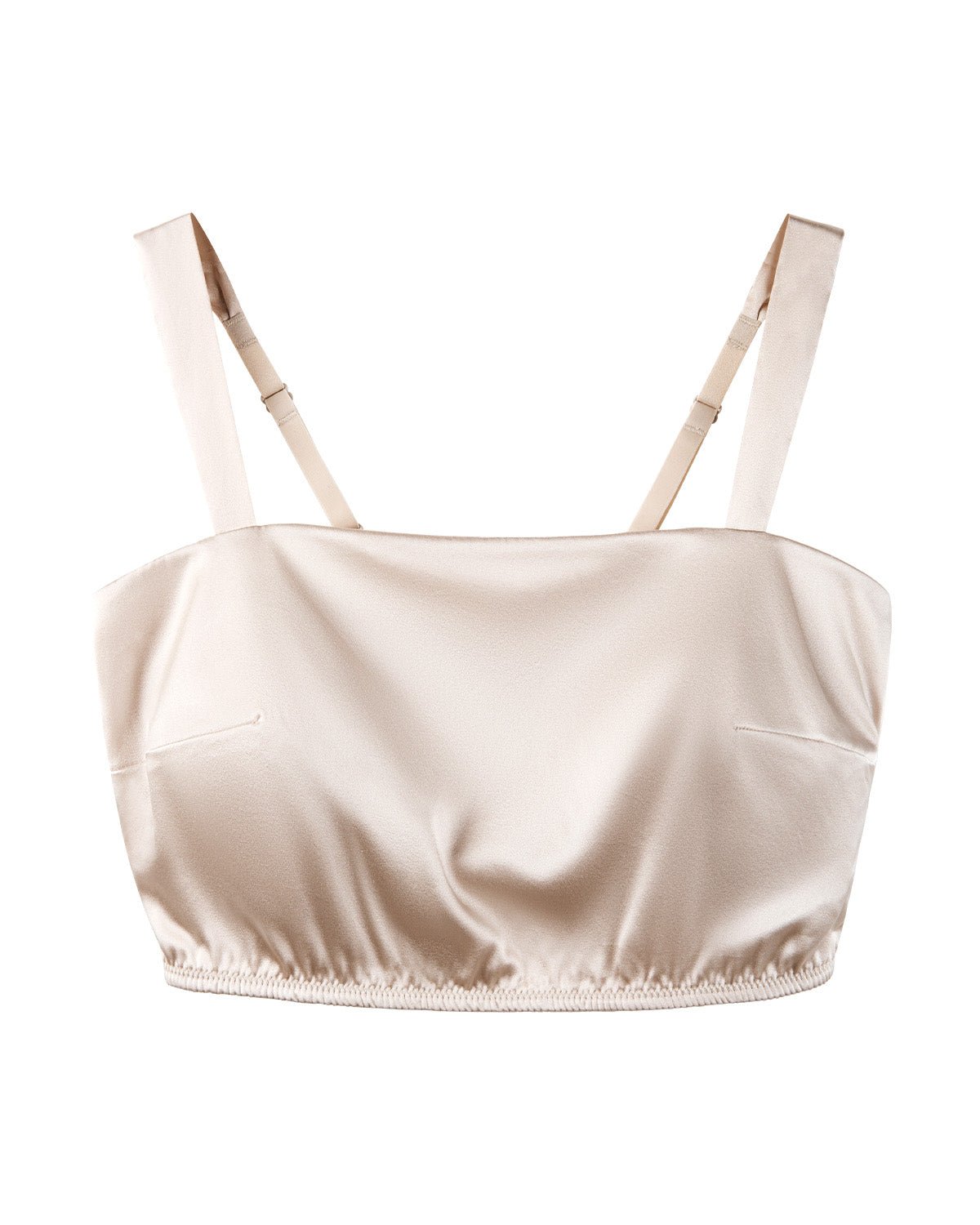 FEELITS TK06 22 Momme Mulberry Silk Crop Top – Square Neck Cami with Built-In Pads & Shirred Back - FEELITS