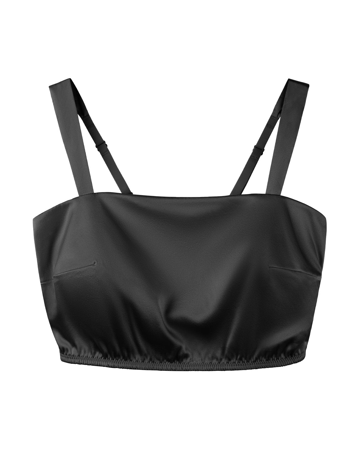 FEELITS TK06 22 Momme Mulberry Silk Crop Top – Square Neck Cami with Built-In Pads & Shirred Back - FEELITS