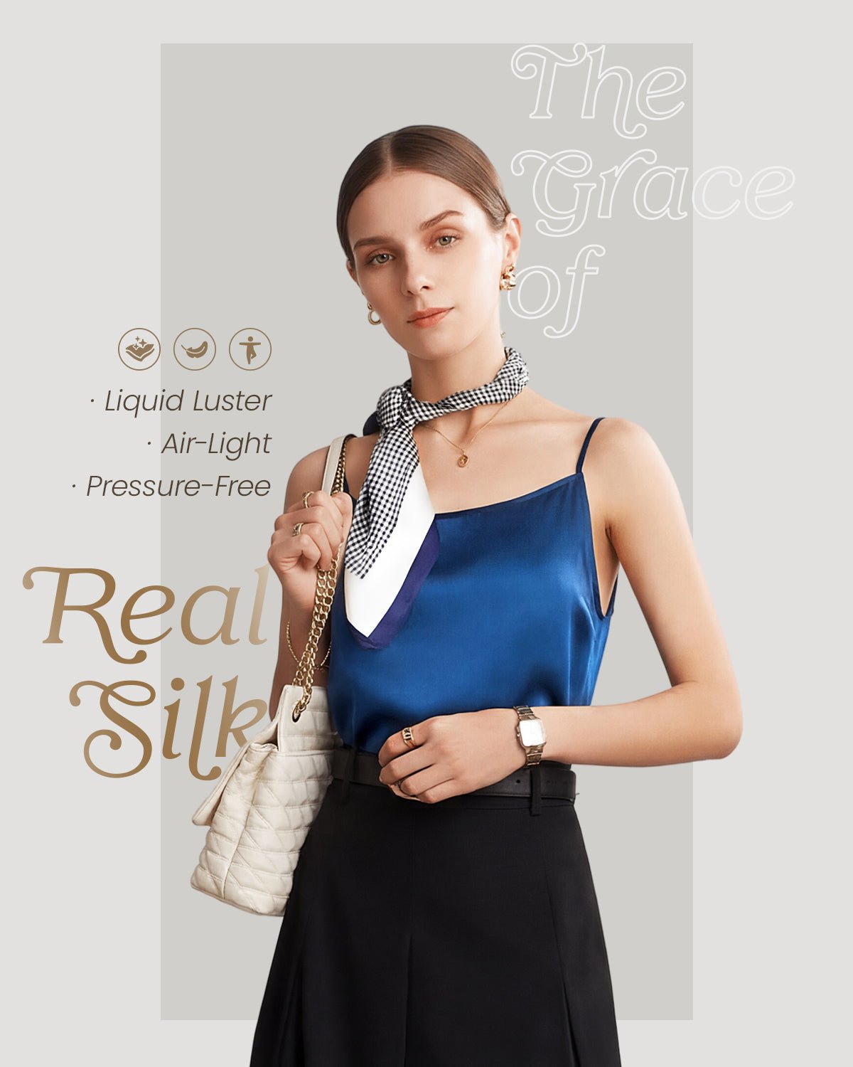 FEELITS TK07 22 Momme Mulberry Silk Tank Top – Square Neck Layering Cami with Adjustable Straps - FEELITS
