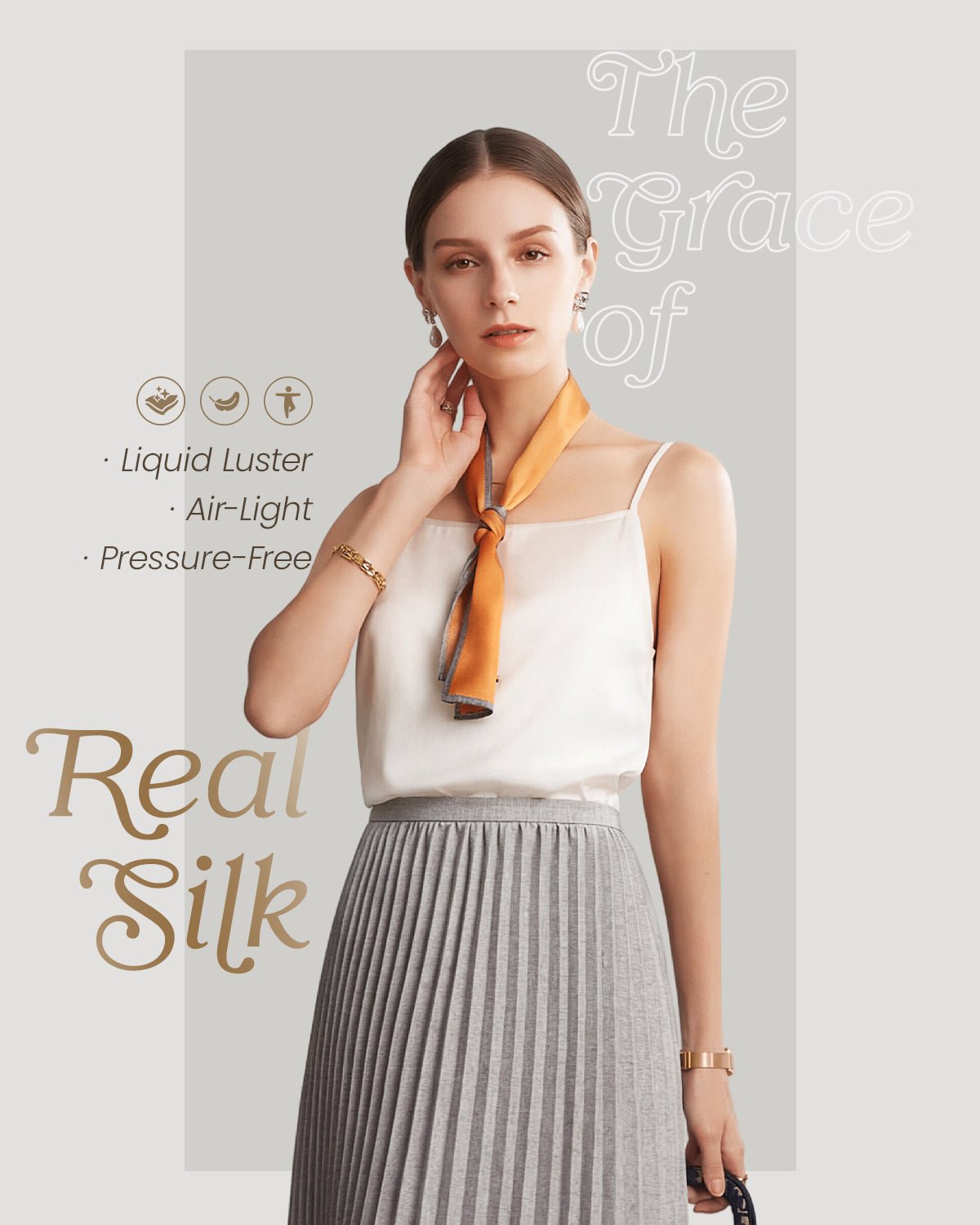 FEELITS TK07 22 Momme Mulberry Silk Tank Top – Square Neck Layering Cami with Adjustable Straps - FEELITS