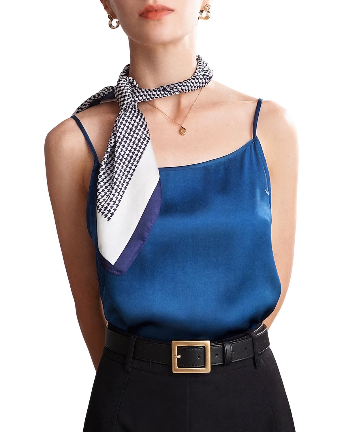 FEELITS TK07 22 Momme Mulberry Silk Tank Top – Square Neck Layering Cami with Adjustable Straps - FEELITS