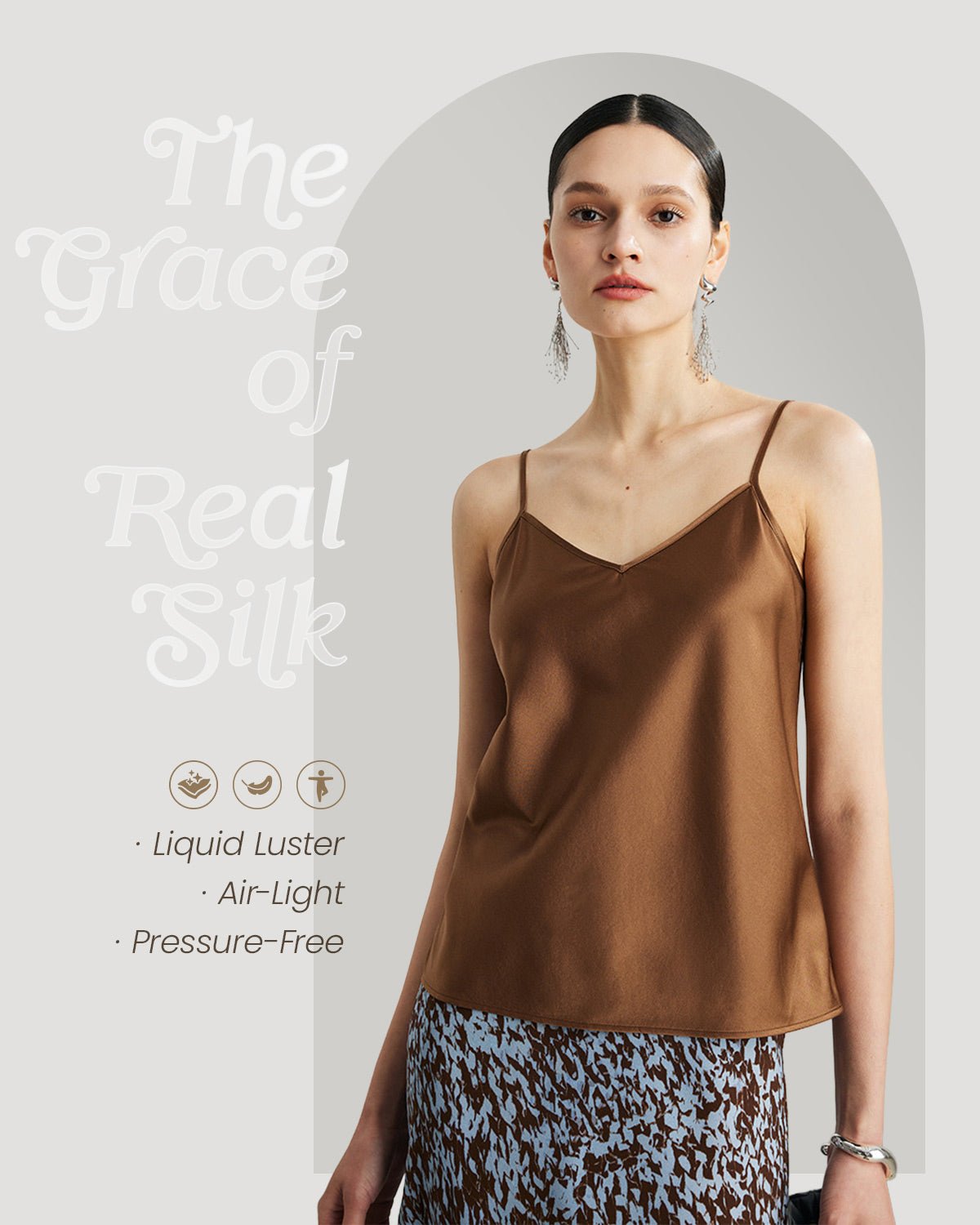 FEELITS TK08 22 Momme Mulberry Silk Crop Top – V-Neck Camisole with Adjustable Spaghetti Straps - FEELITS