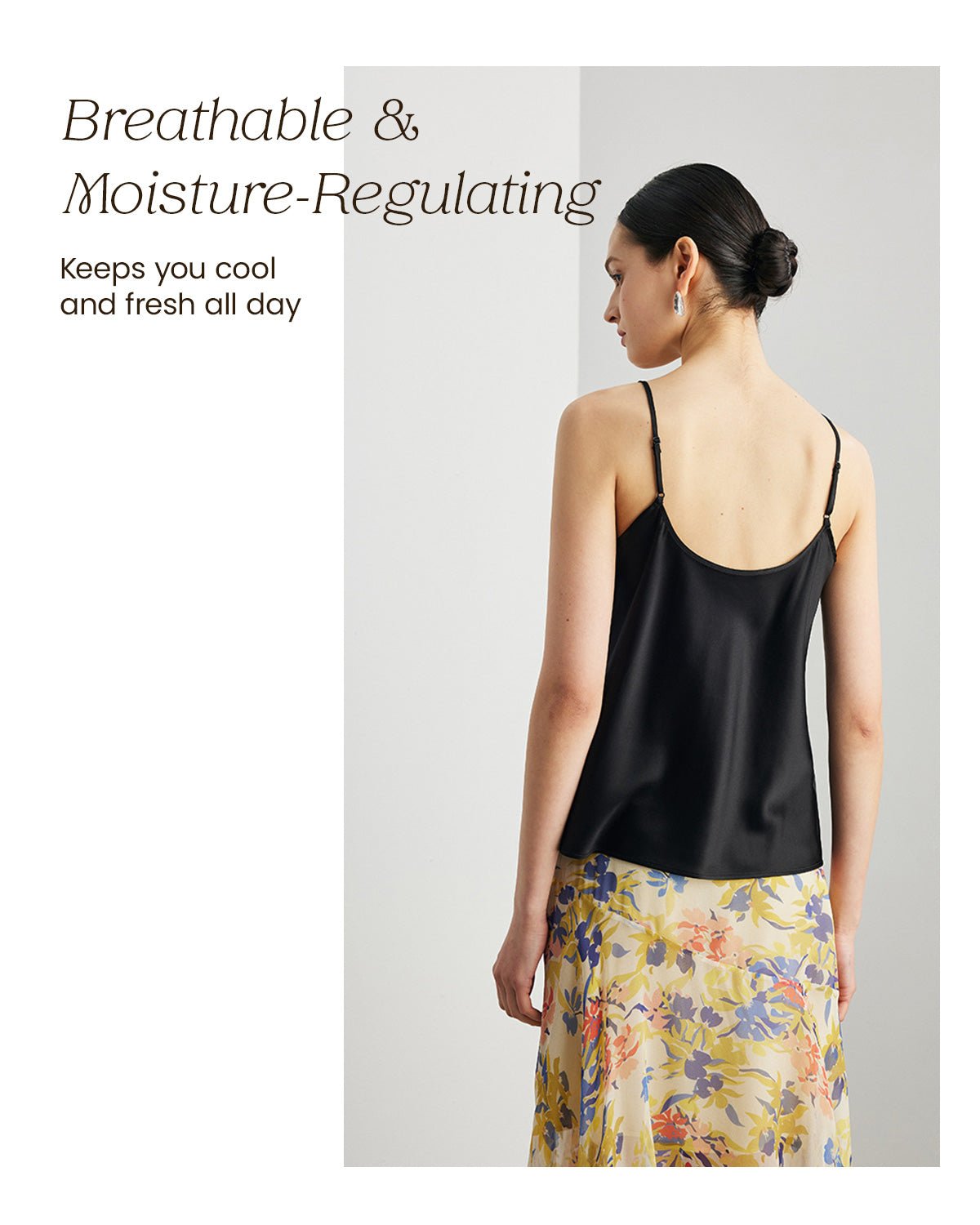 FEELITS TK08 22 Momme Mulberry Silk Crop Top – V-Neck Camisole with Adjustable Spaghetti Straps - FEELITS