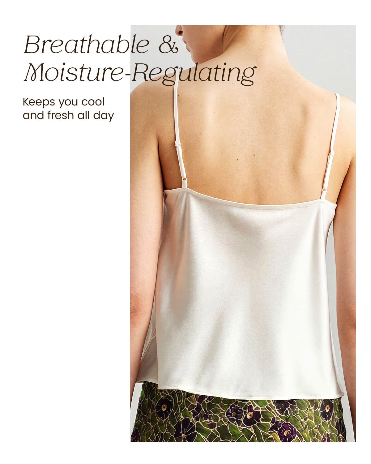 FEELITS TK11 22 Momme Mulberry Silk Cami – Cowl Neck Lace-Trim Tank with Adjustable Spaghetti Straps - FEELITS