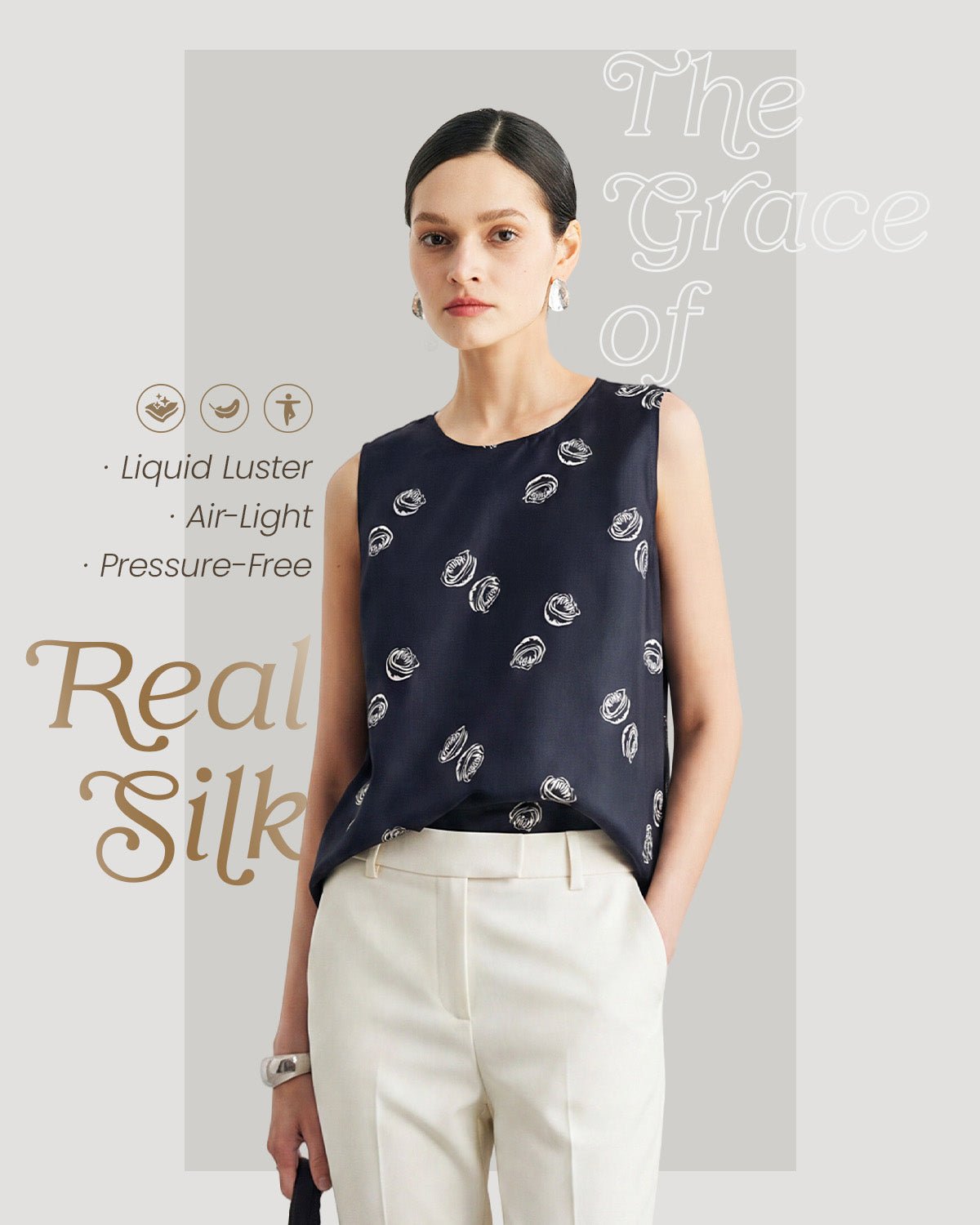 FEELITS TK12 22 Momme Mulberry Silk Tank Top – Crew Neck Sleeveless Cami, Loose Fit - FEELITS