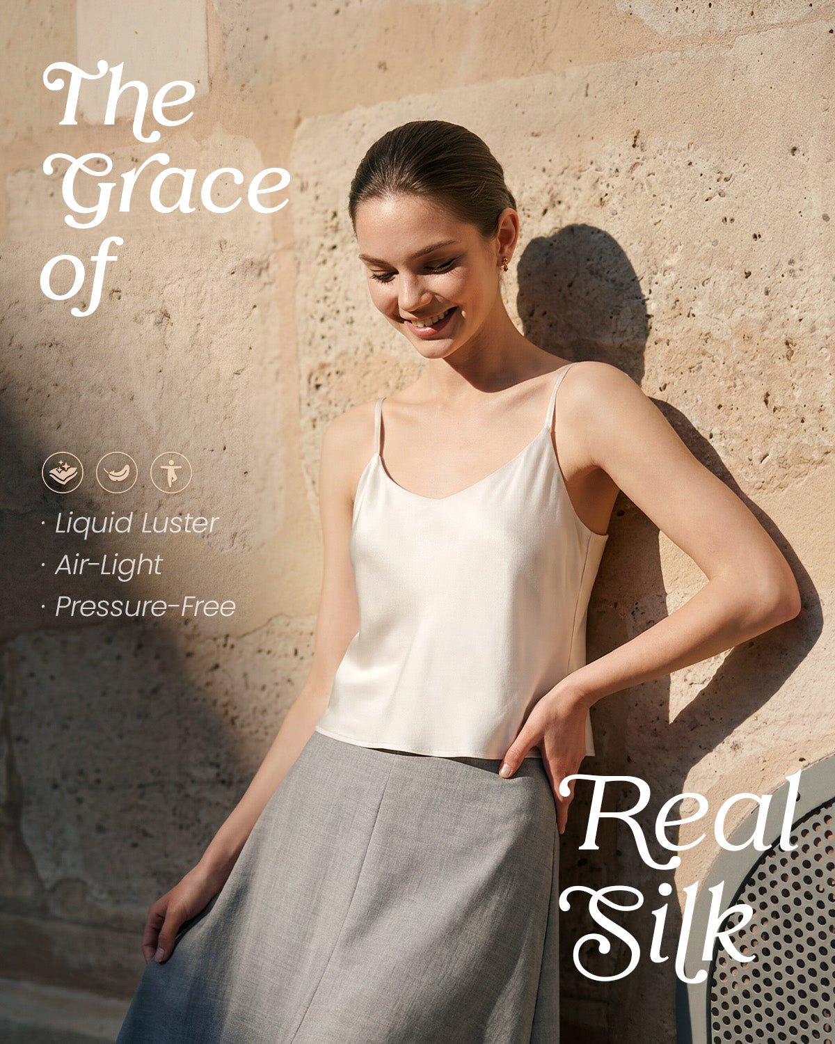 FEELITS TK16 22 Momme Silk Built-In Bra Camisole ¨C 100% Mulberry Silk Adjustable Strap Tank Top - FEELITS