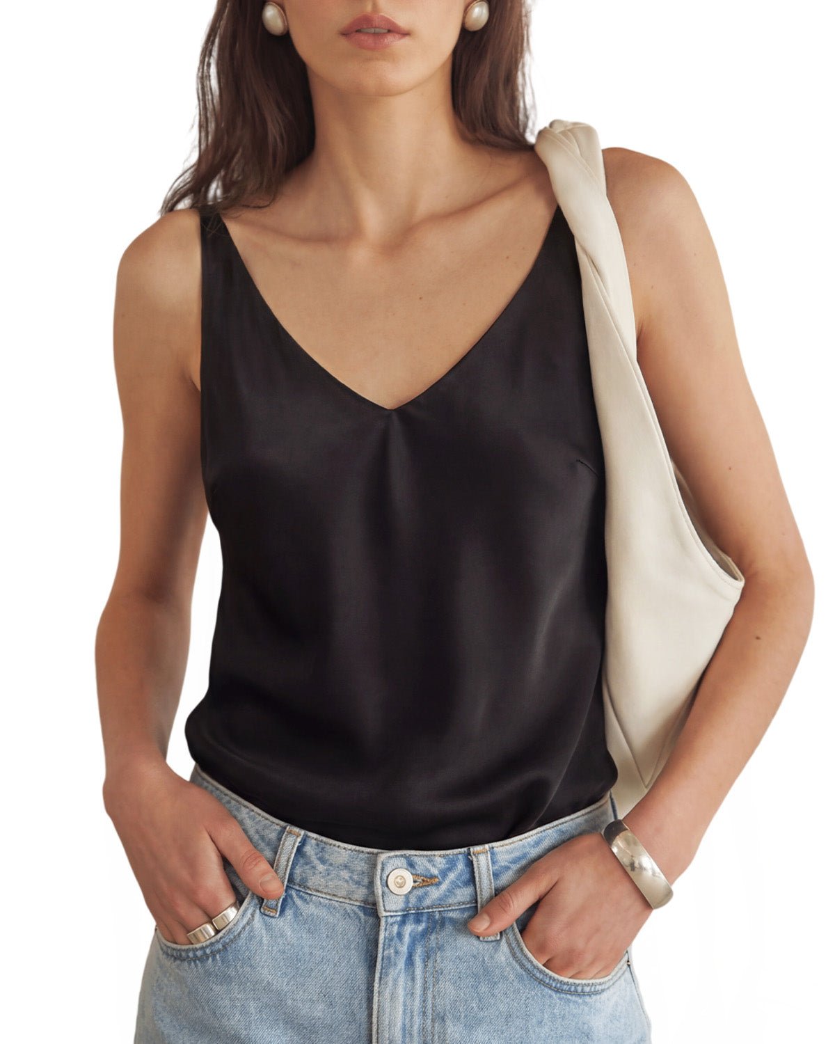 FEELITS TK17 22 Momme Silk Built-In Bra V-Neck Camisole - FEELITS