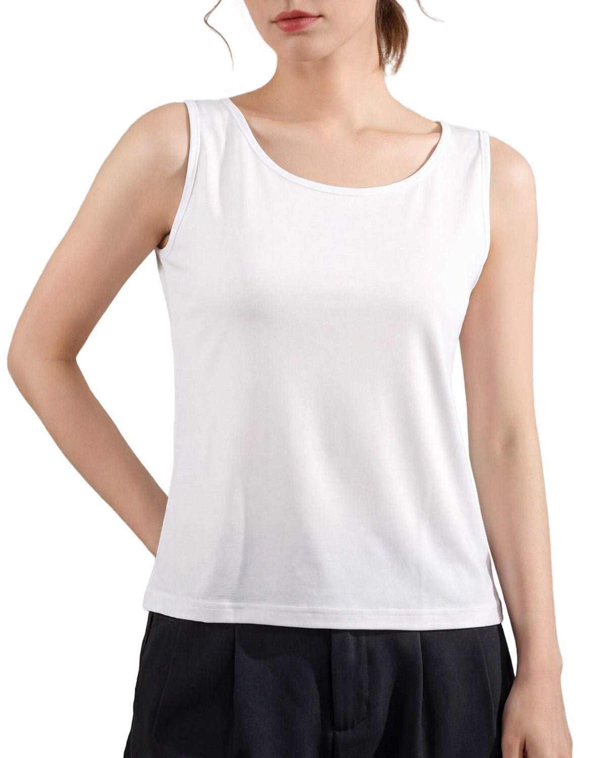FEELITS TK18 Knitted Mulberry Silk Scoop Neck Tank Top - FEELITS